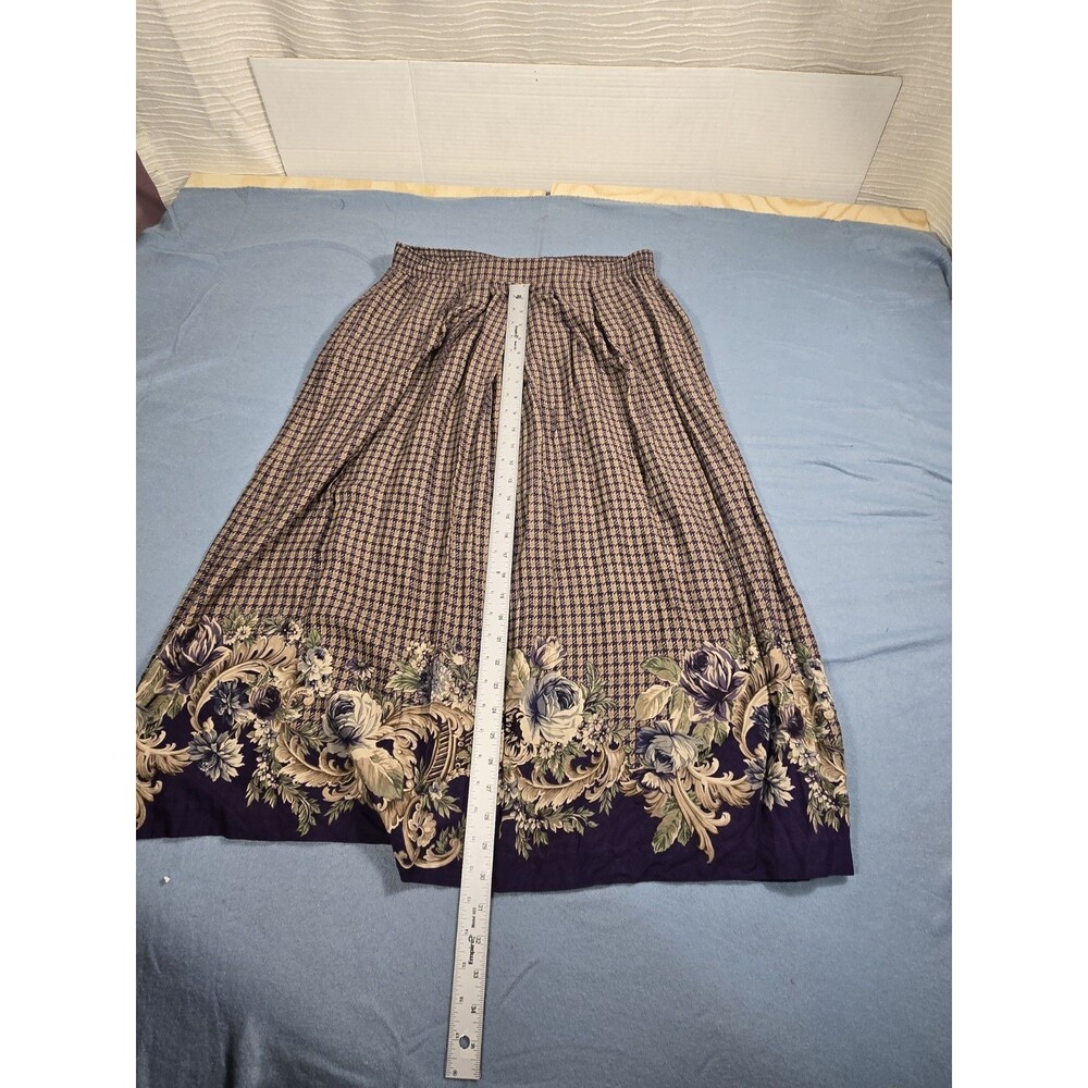 Vintage Jantzen Classic Houndstooth Floral Border Skirt Sz 16 - Picture 16 of 16